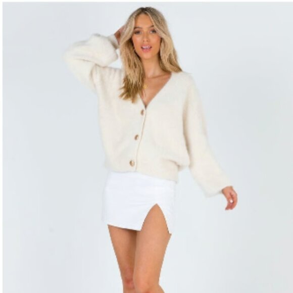Princess Polly 'Oh So Soft Wool Cardigan V-Neck Boho Balloon Sleeves XS/Small - Picture 3 of 10
